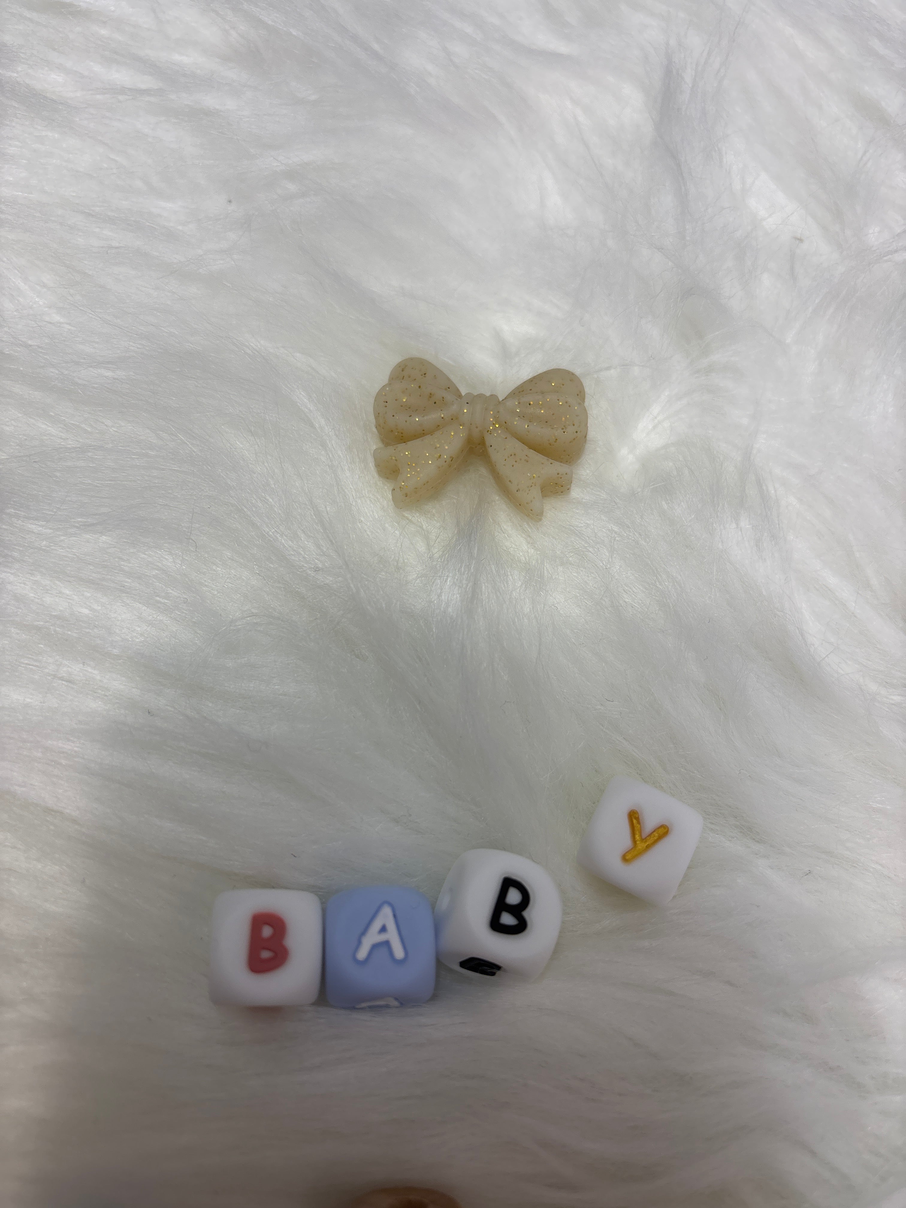 Noeud papillon pailleté beige