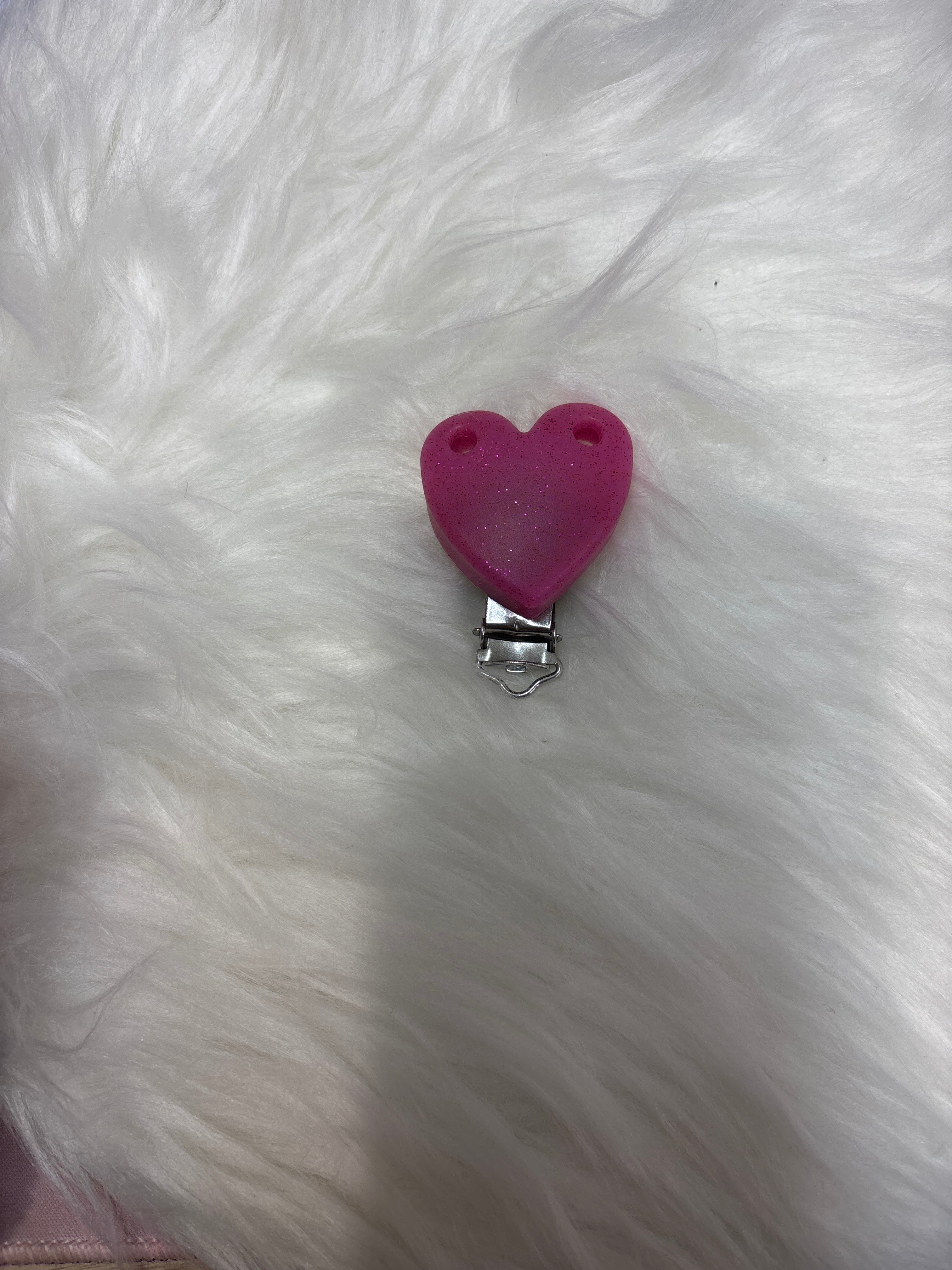 Clip cœur Fuschia pailleté