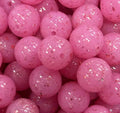 Perles rondes 15 mm rose pailleté