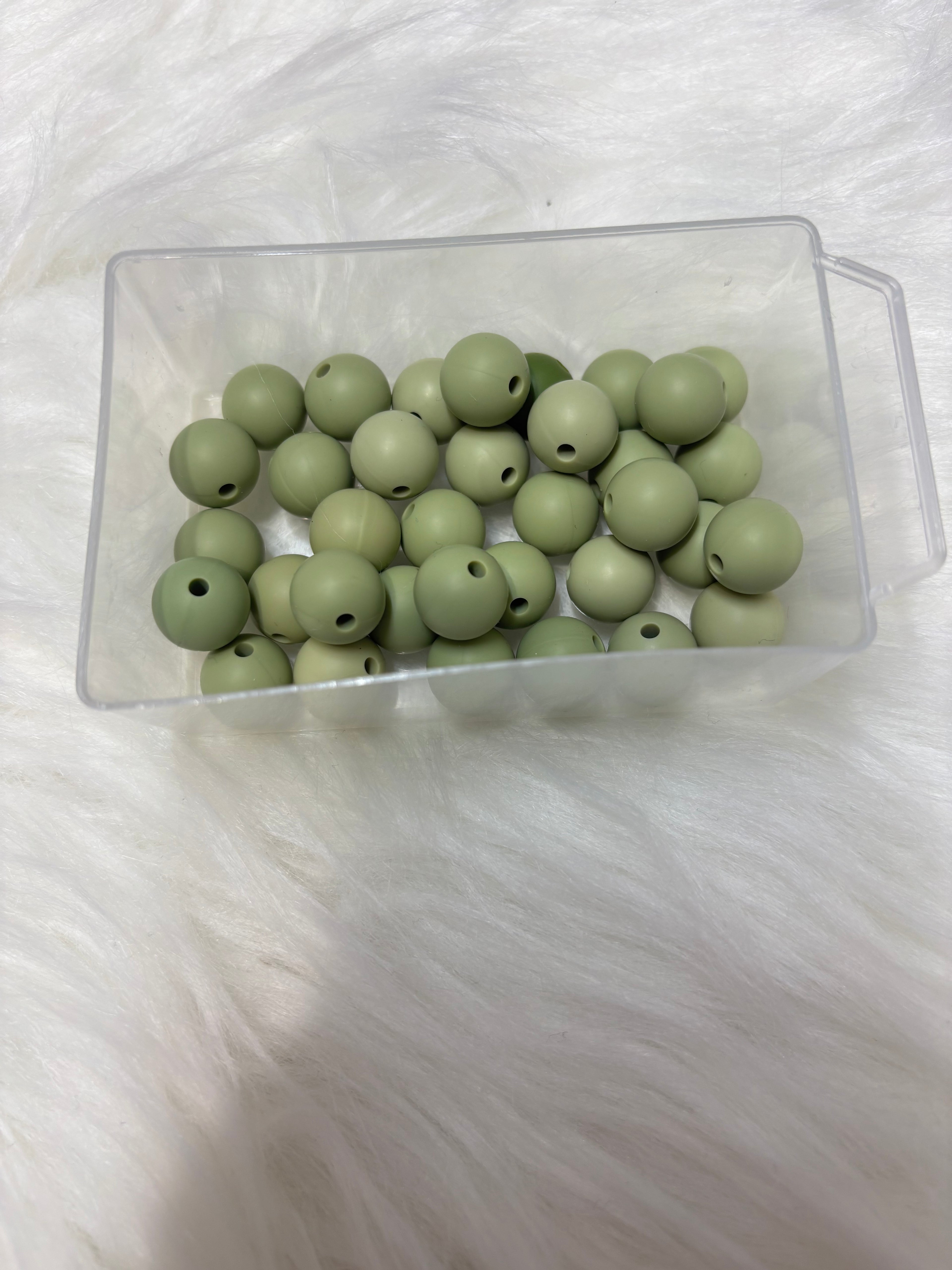 Perle ronde 12 mm vert sauge