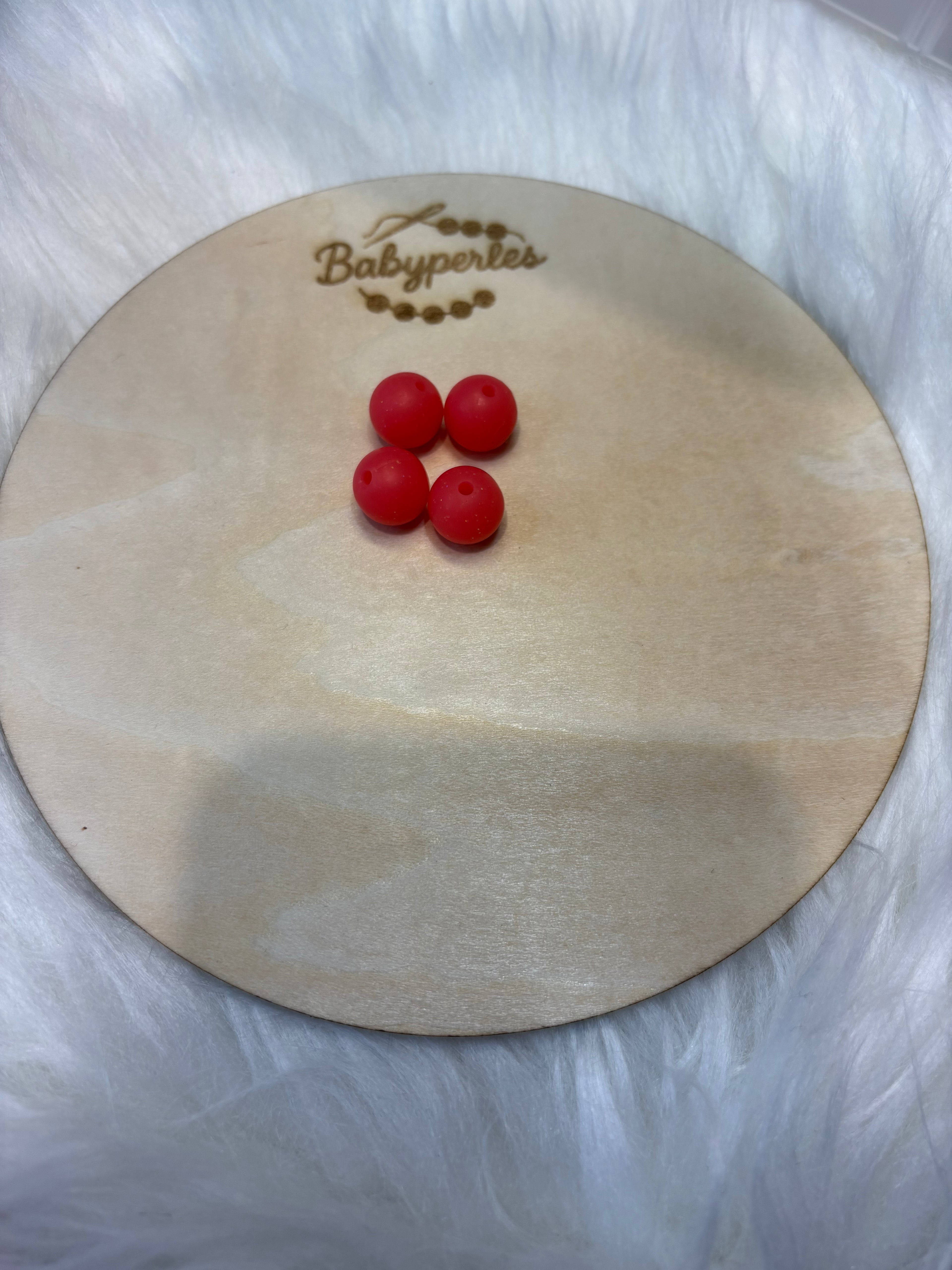 Perles rondes 12mm corail rouge pailletée