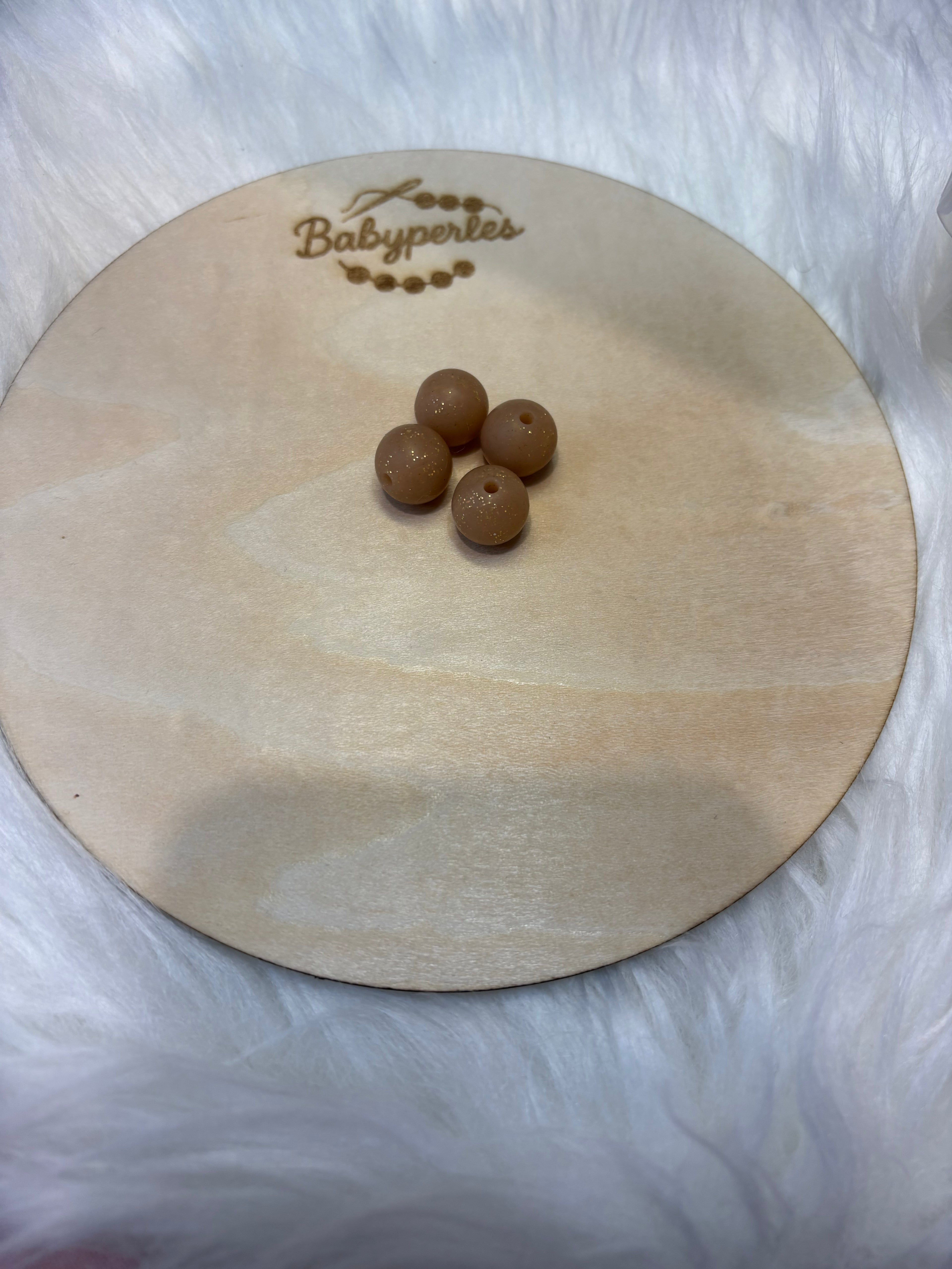 Perle ronde 12mm marron pailleté