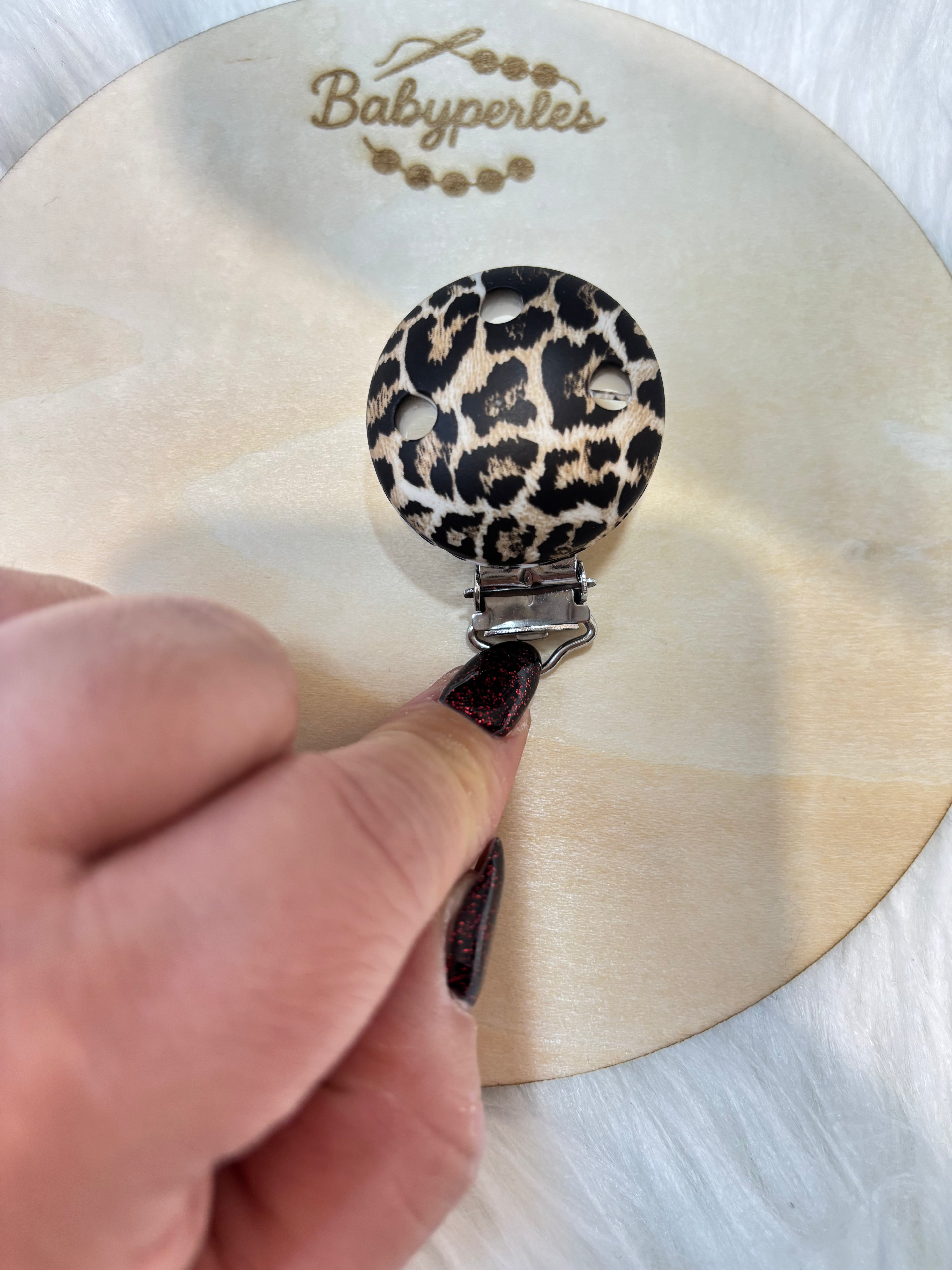 Clips cœur et rond léopard