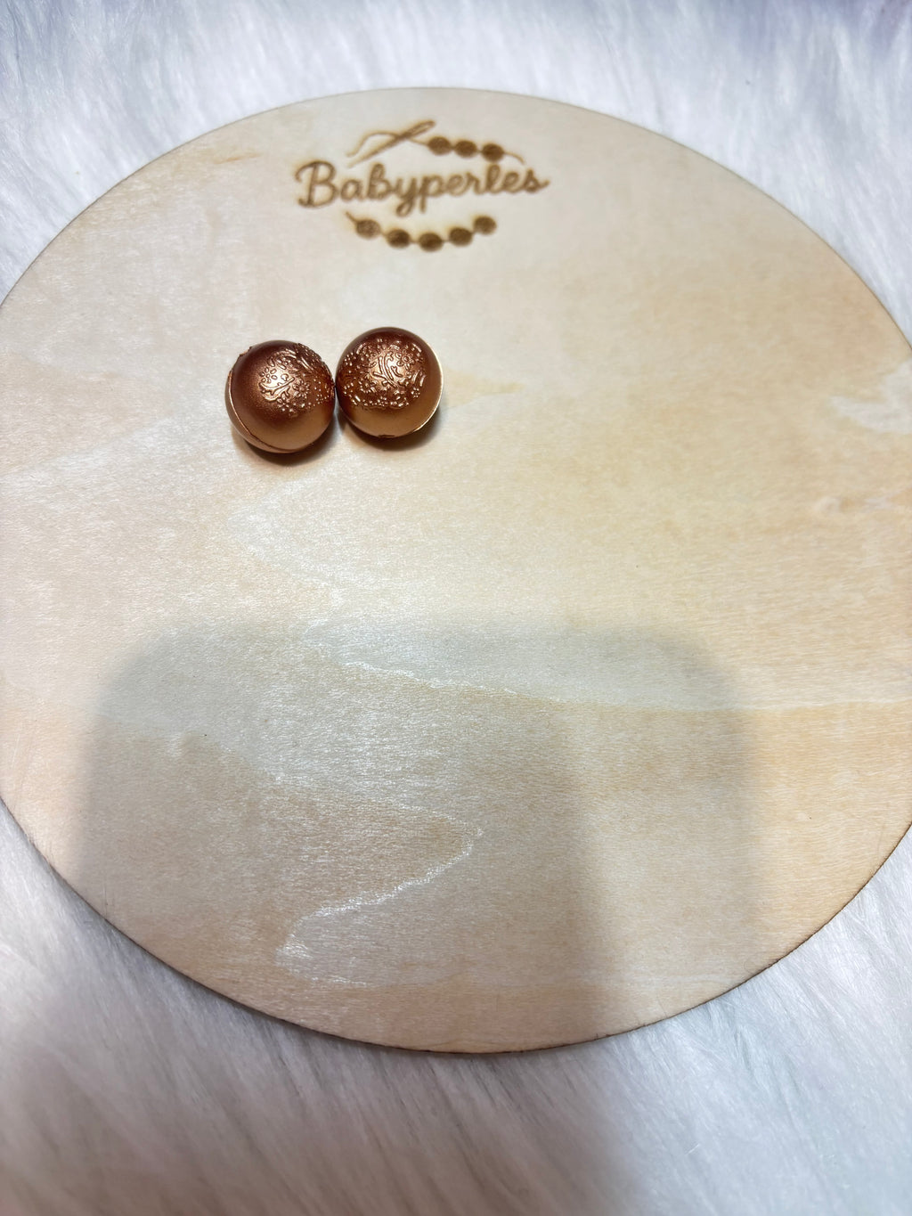 Perle 14 mm cuivré embossé